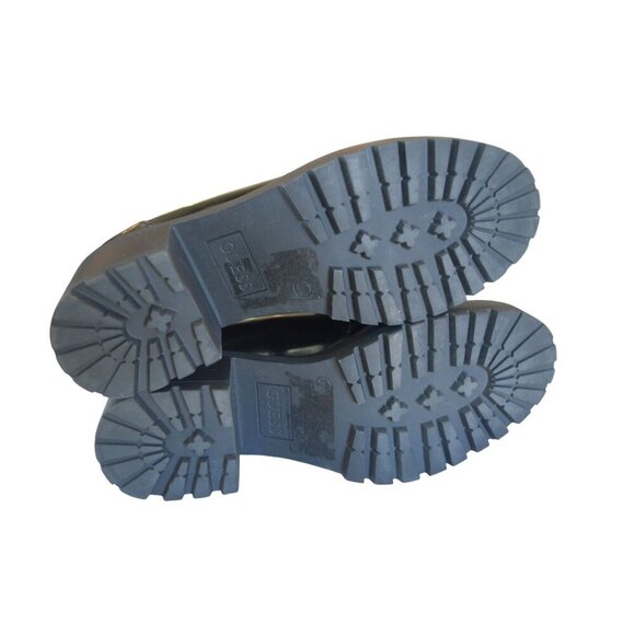 Guess Hillford Black Patent Leather Chunky Loafers Women's Size 10 Gold Chain - Picture 9 of 10